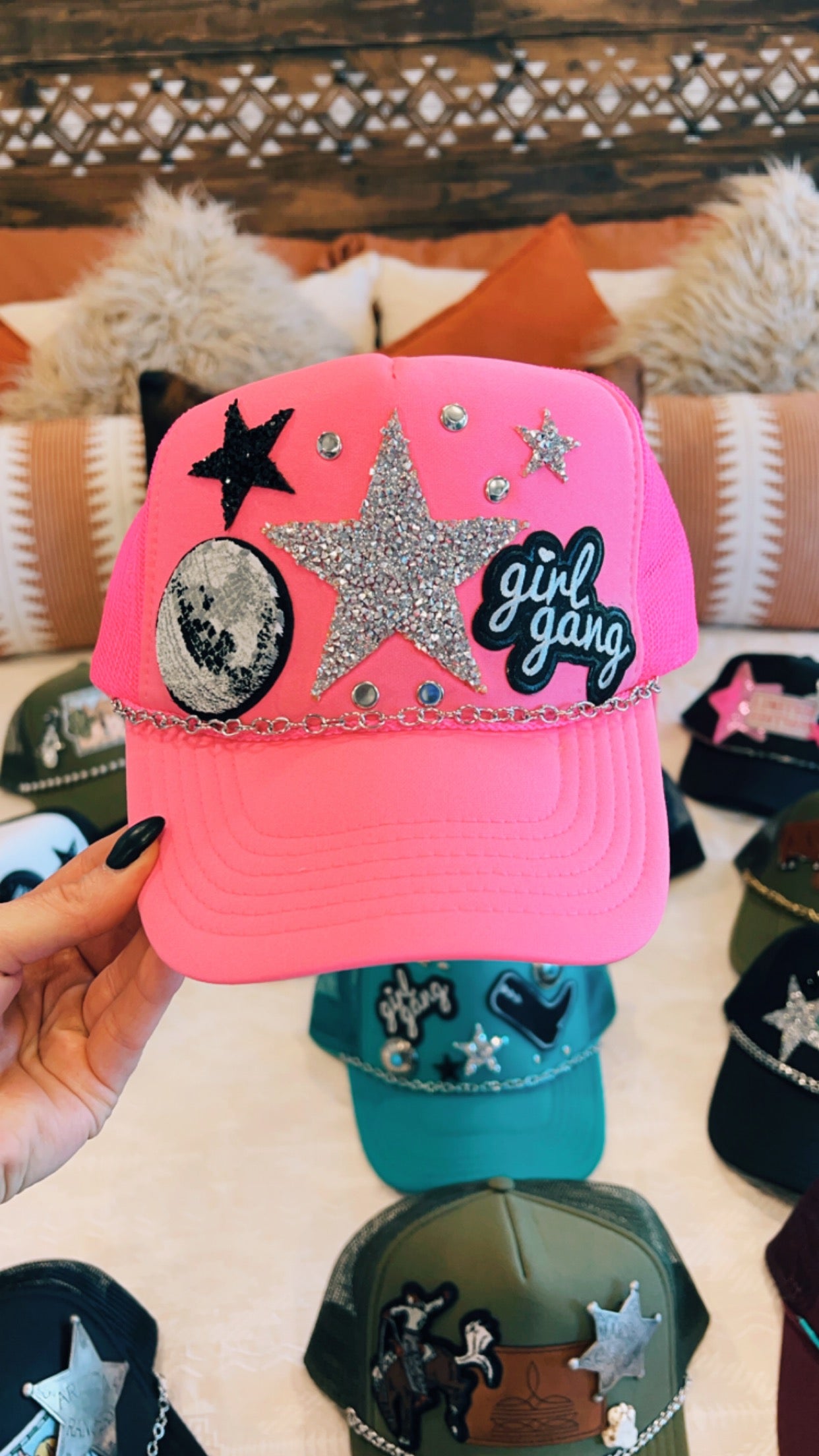 Girl Gang Trucker Hat - Hot Pink
