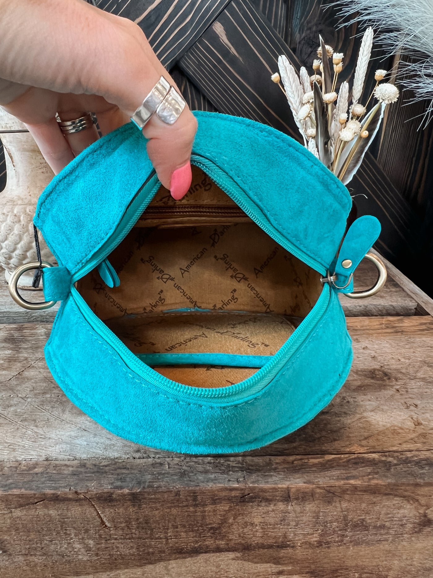Chantel Boot Stitch Canteen Purse - Turquoise