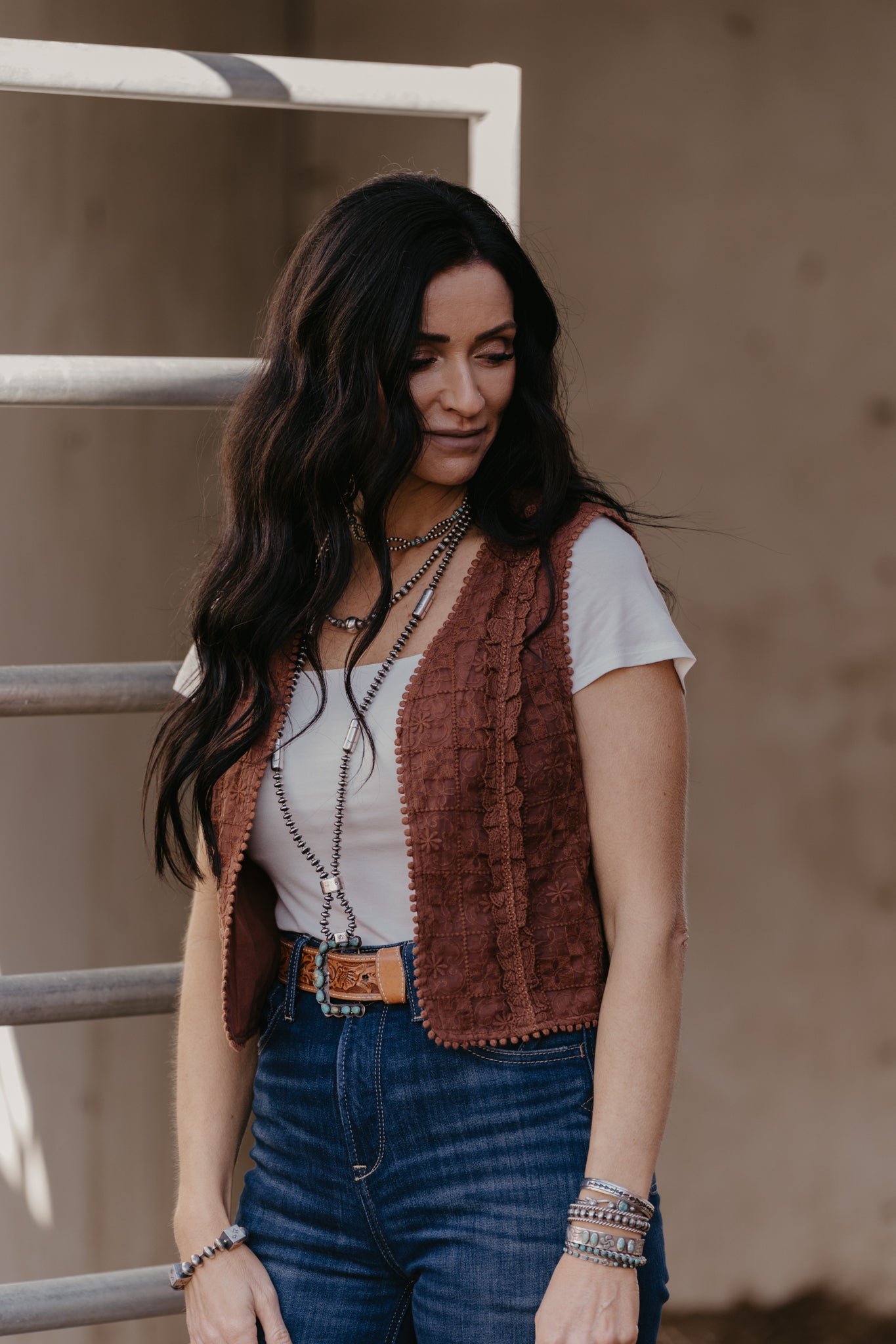Maley Lace Vest - Mocha – Triangle T Boutique