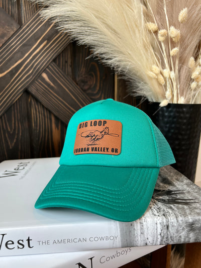 Big Loop Leather Patch Hat - Turquoise