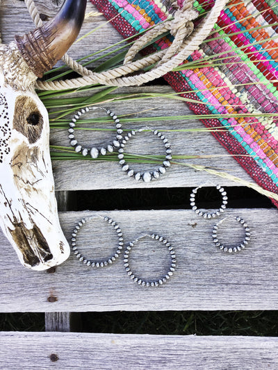 Silver Navajo Pearl Hoop Earrings - Triangle T Boutique