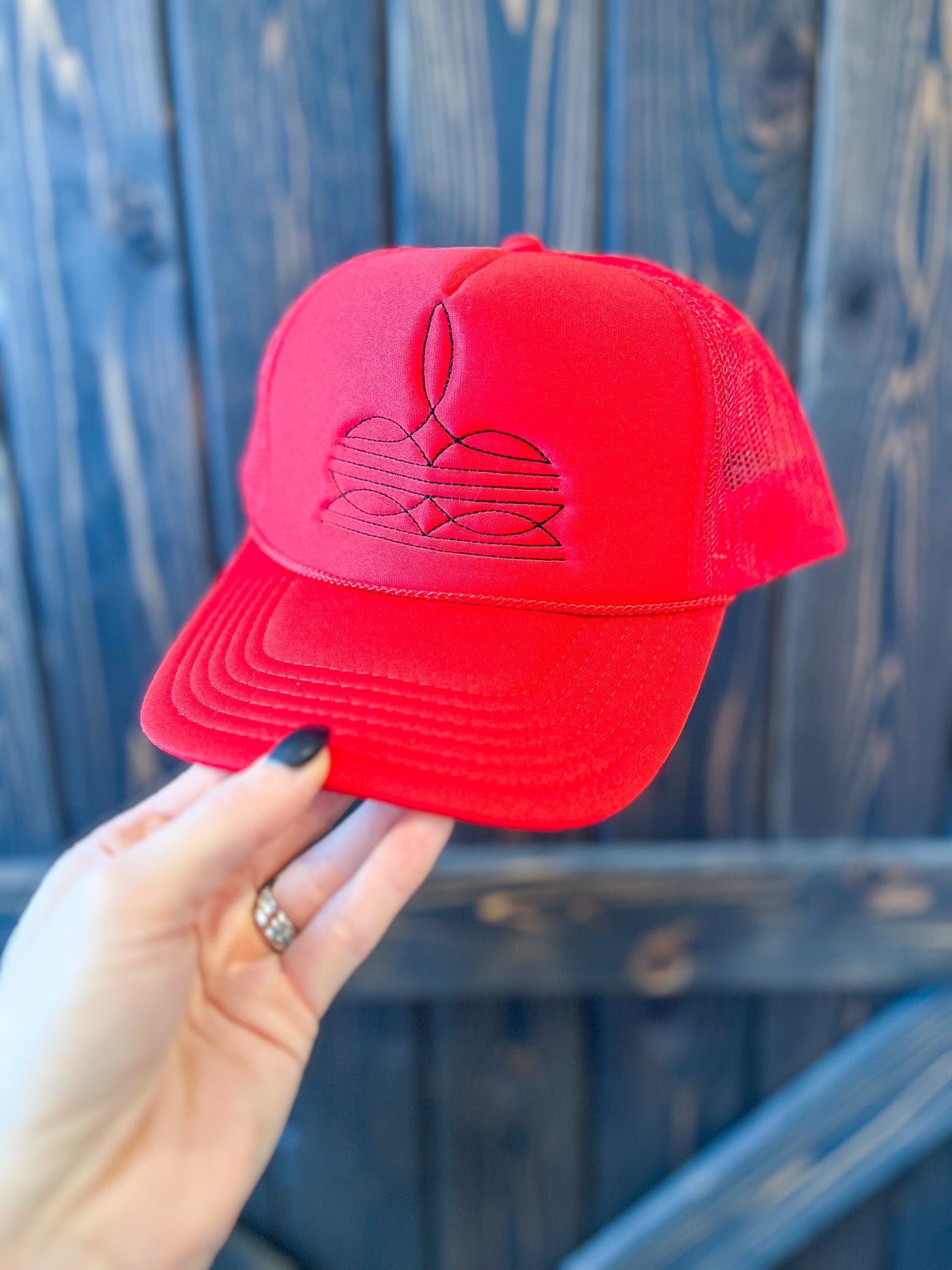 Boot Stitch Trucker Hat - Red/Black