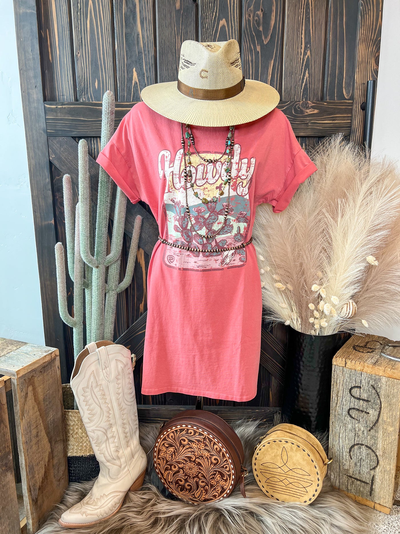 Howdy Cactus T-Shirt Dress