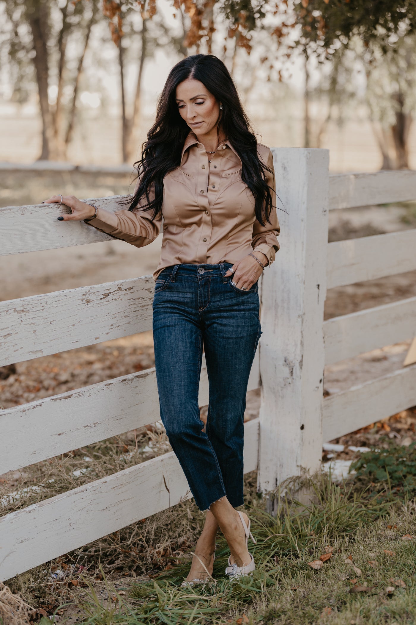 Gold Buckle Satin Blouse