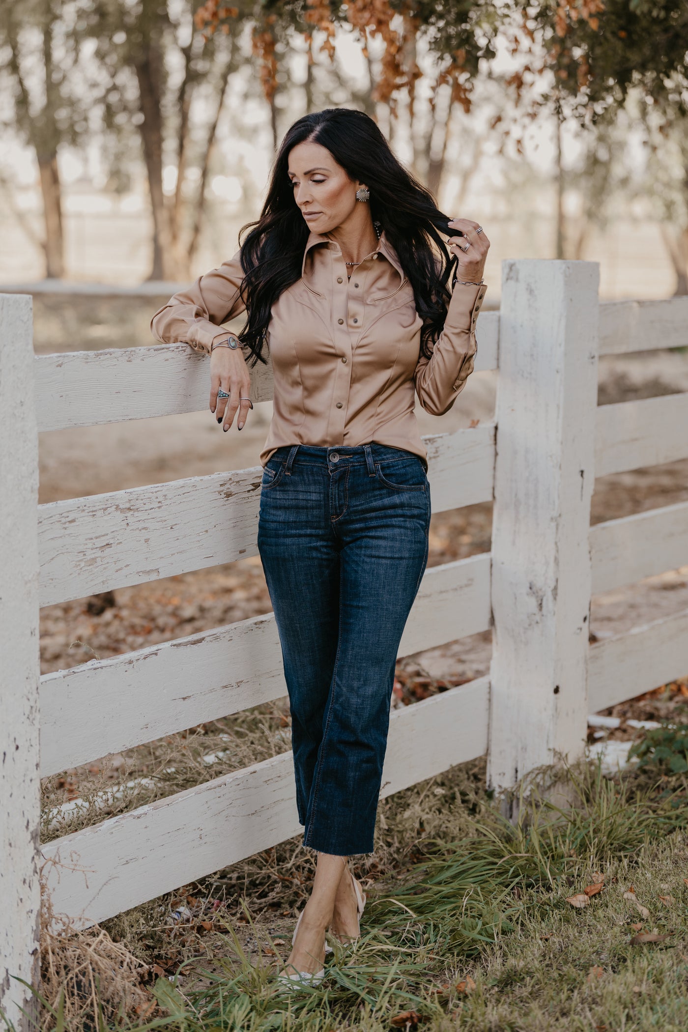 Gold Buckle Satin Blouse