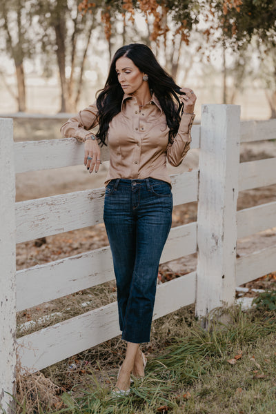 Gold Buckle Satin Blouse