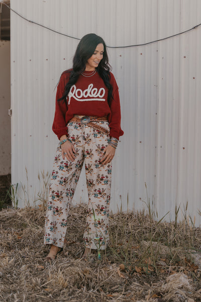 Varsity Rodeo Sweater - Red