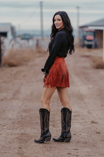 Starlight Fringe Skirt - Rust