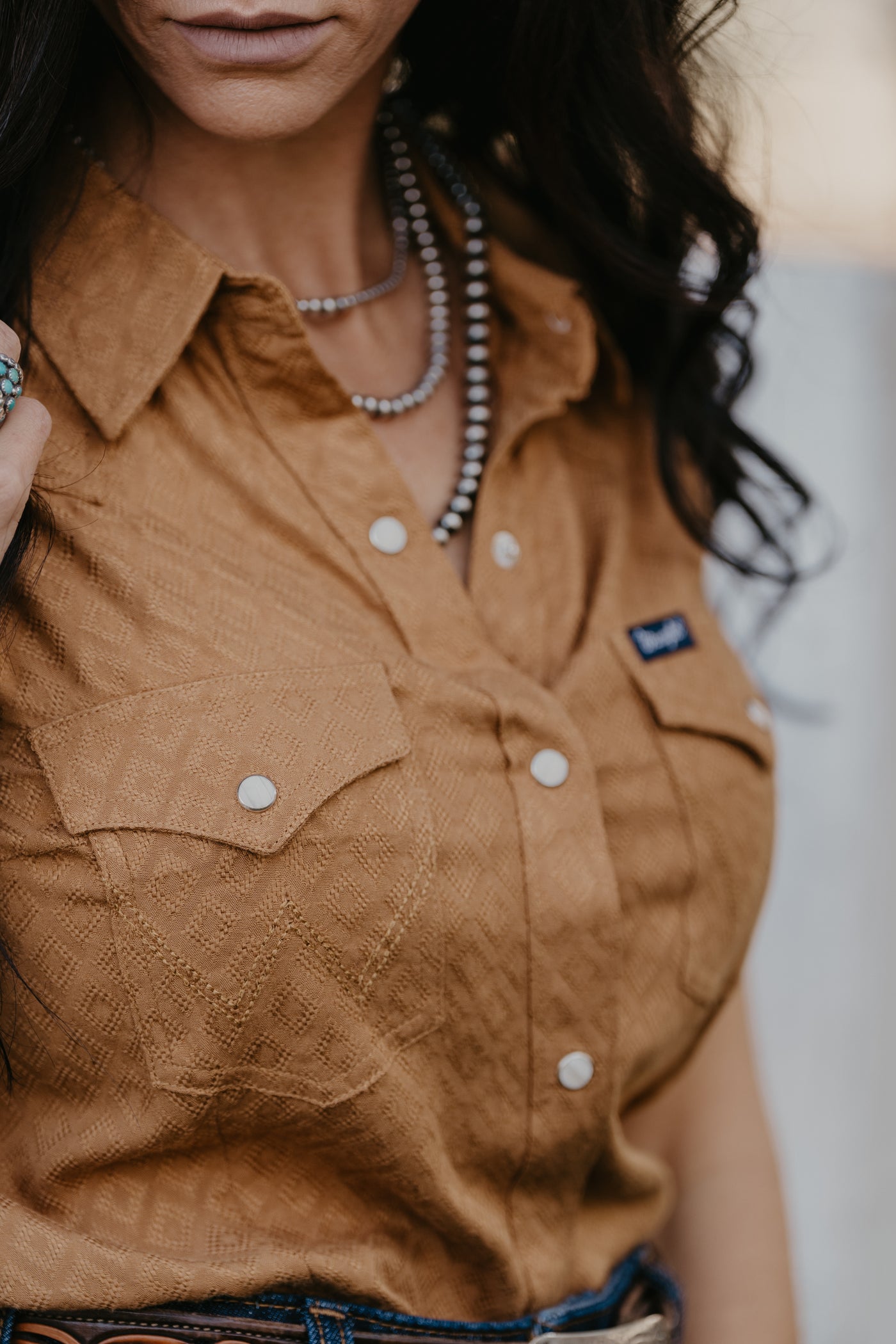 Dutton Pearl Snap Blouse - Toast