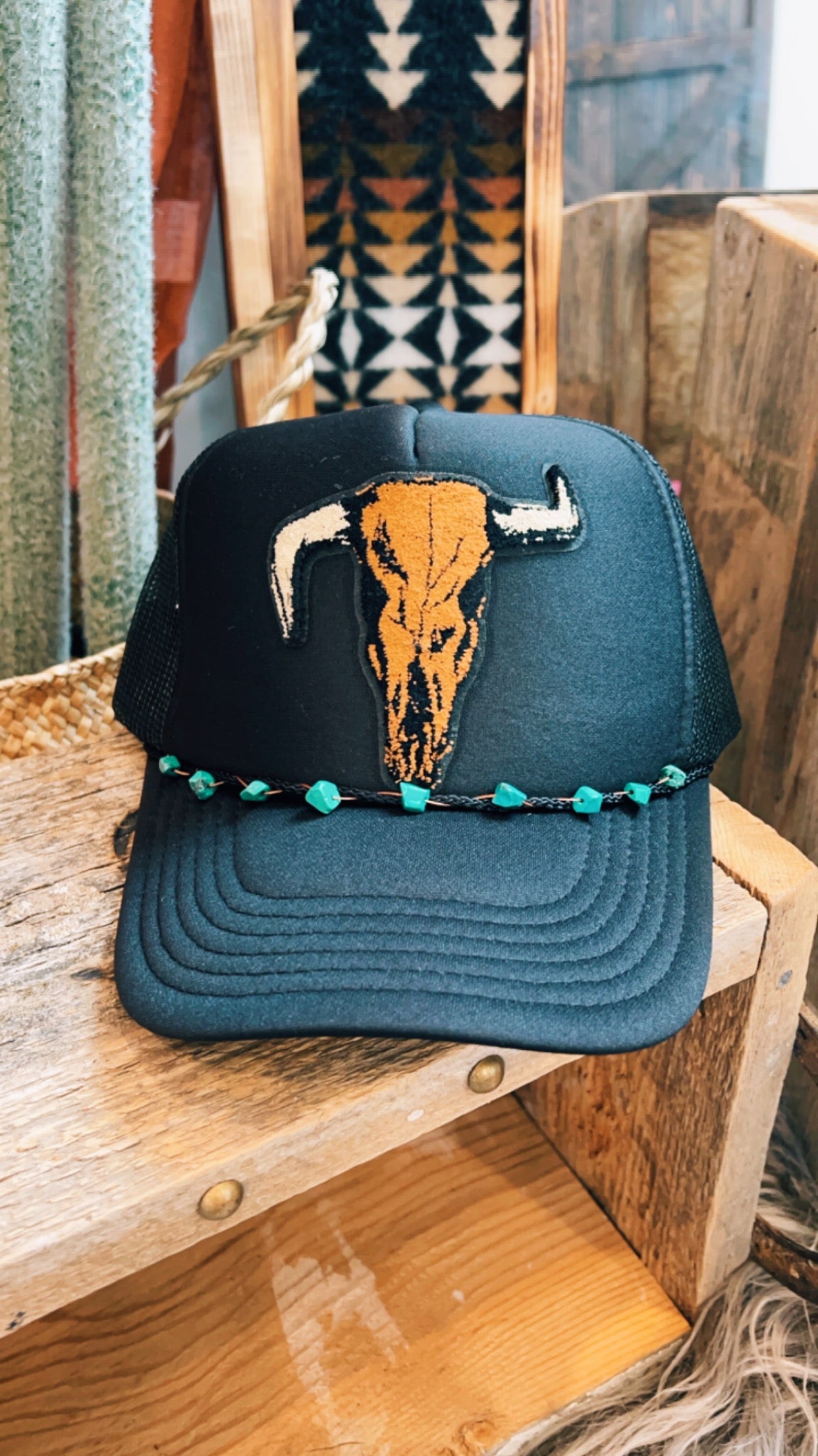 Crooked Skull Ranch Trucker Hat - Black
