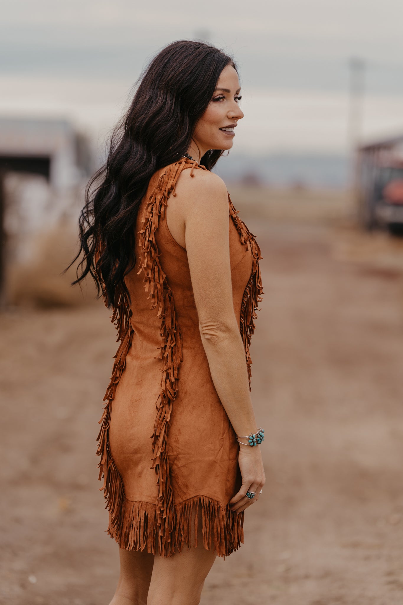 Payne Suede Fringe Dress - Camel