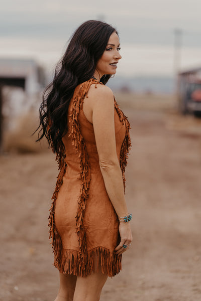 Payne Suede Fringe Dress - Camel