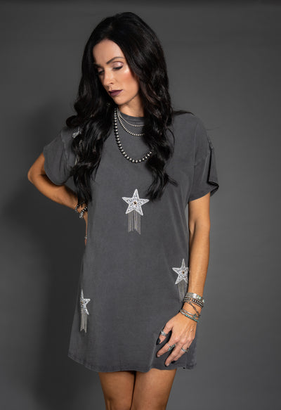 Oh My Stars T-Shirt Dress - Mineral Charcoal