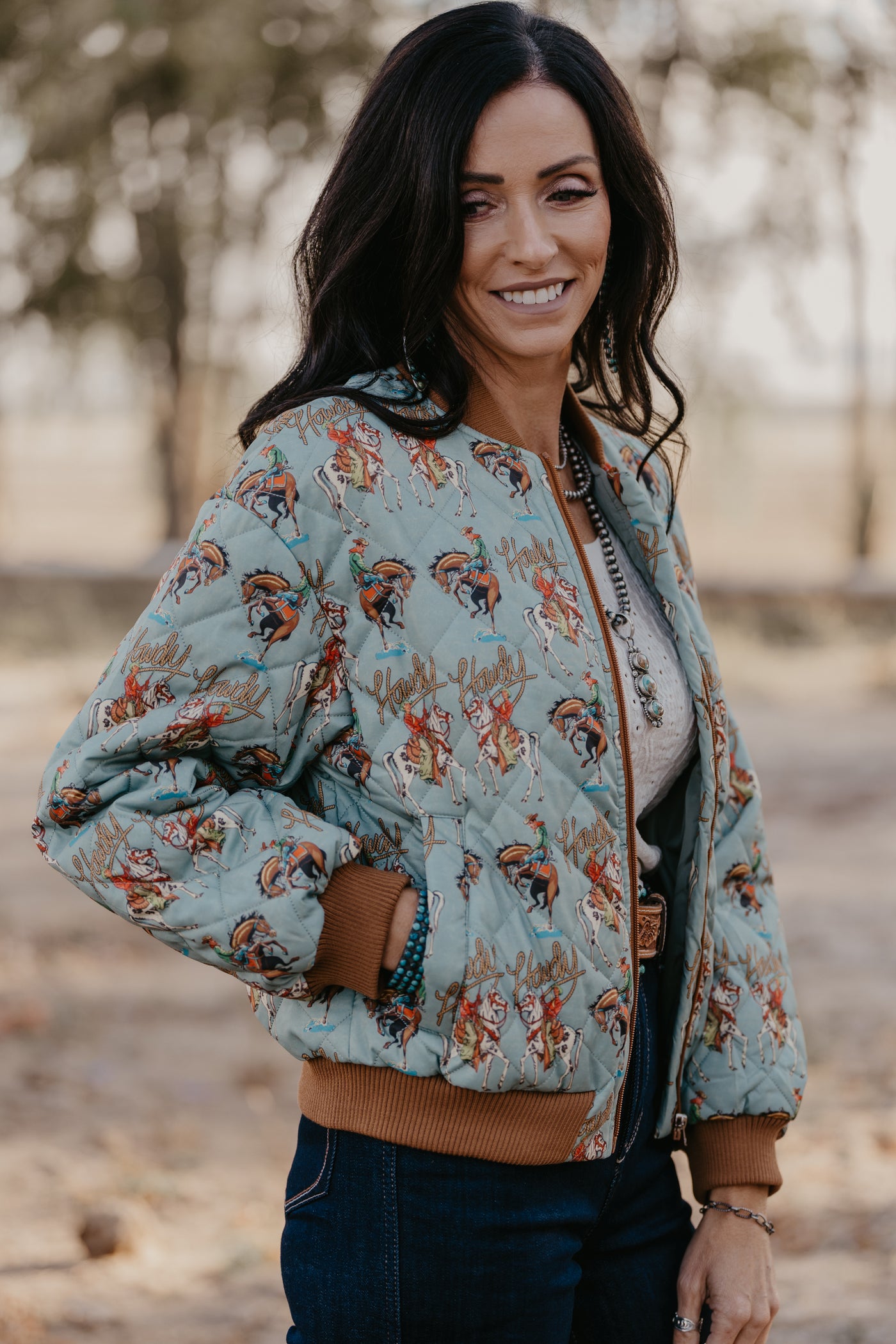 Howdy Cowboy Quilted Bomber Jacket