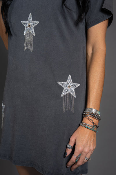 Oh My Stars T-Shirt Dress - Mineral Charcoal