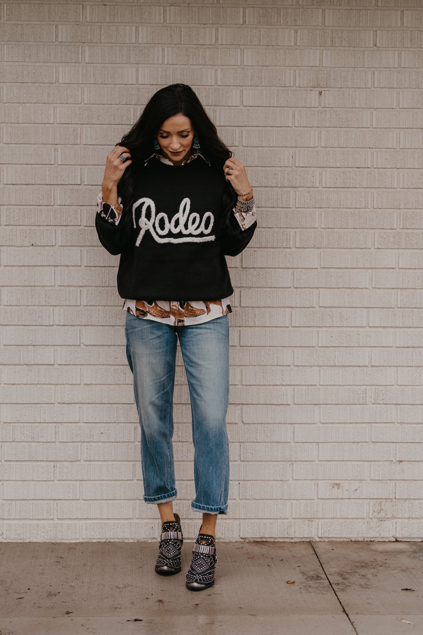 Varsity Rodeo Sweater - Black