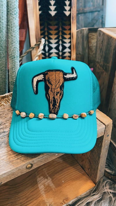 Crooked Skull Ranch Trucker Hat - Turquoise