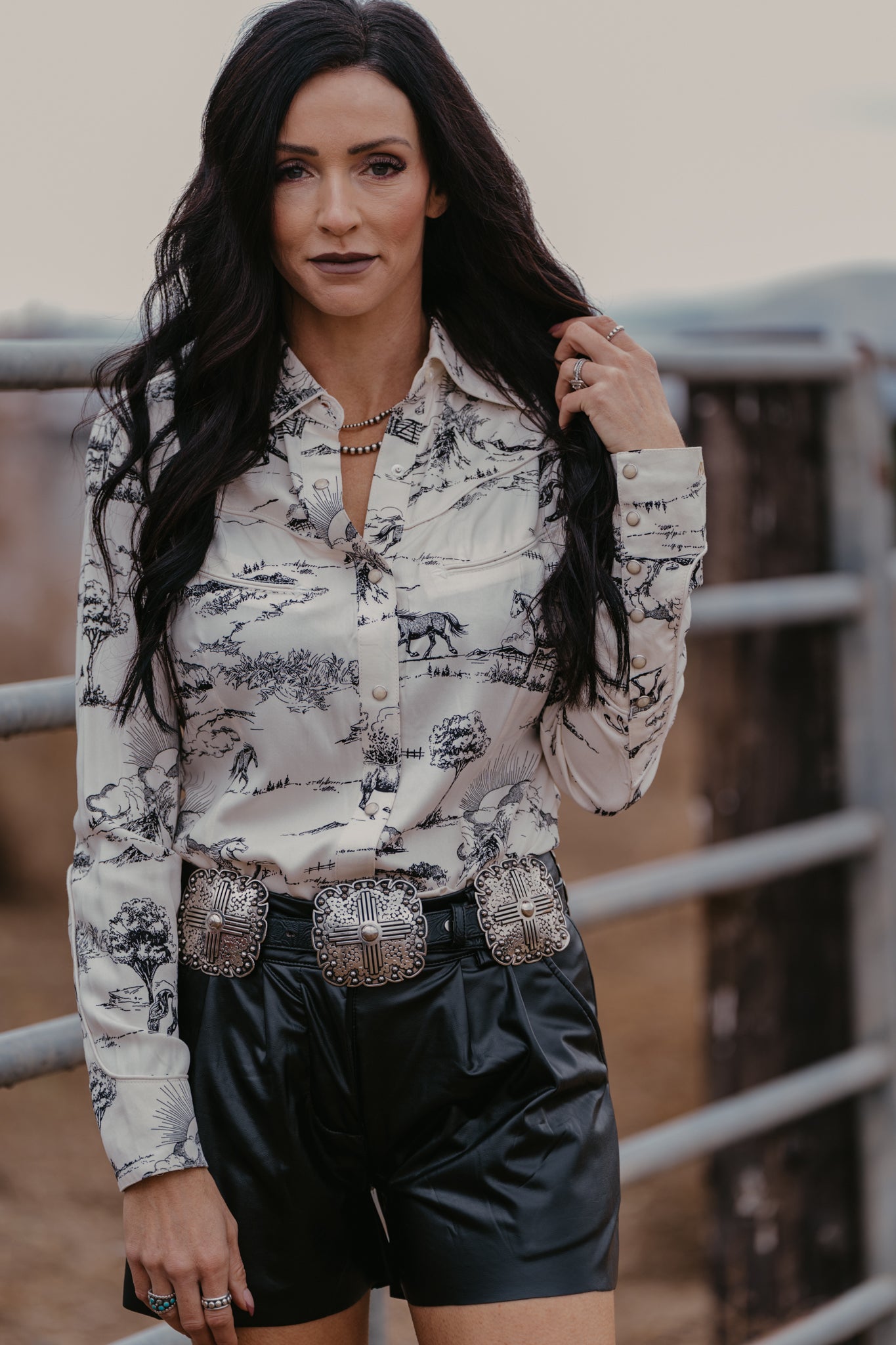 Country Toile Pearl Snap Shirt