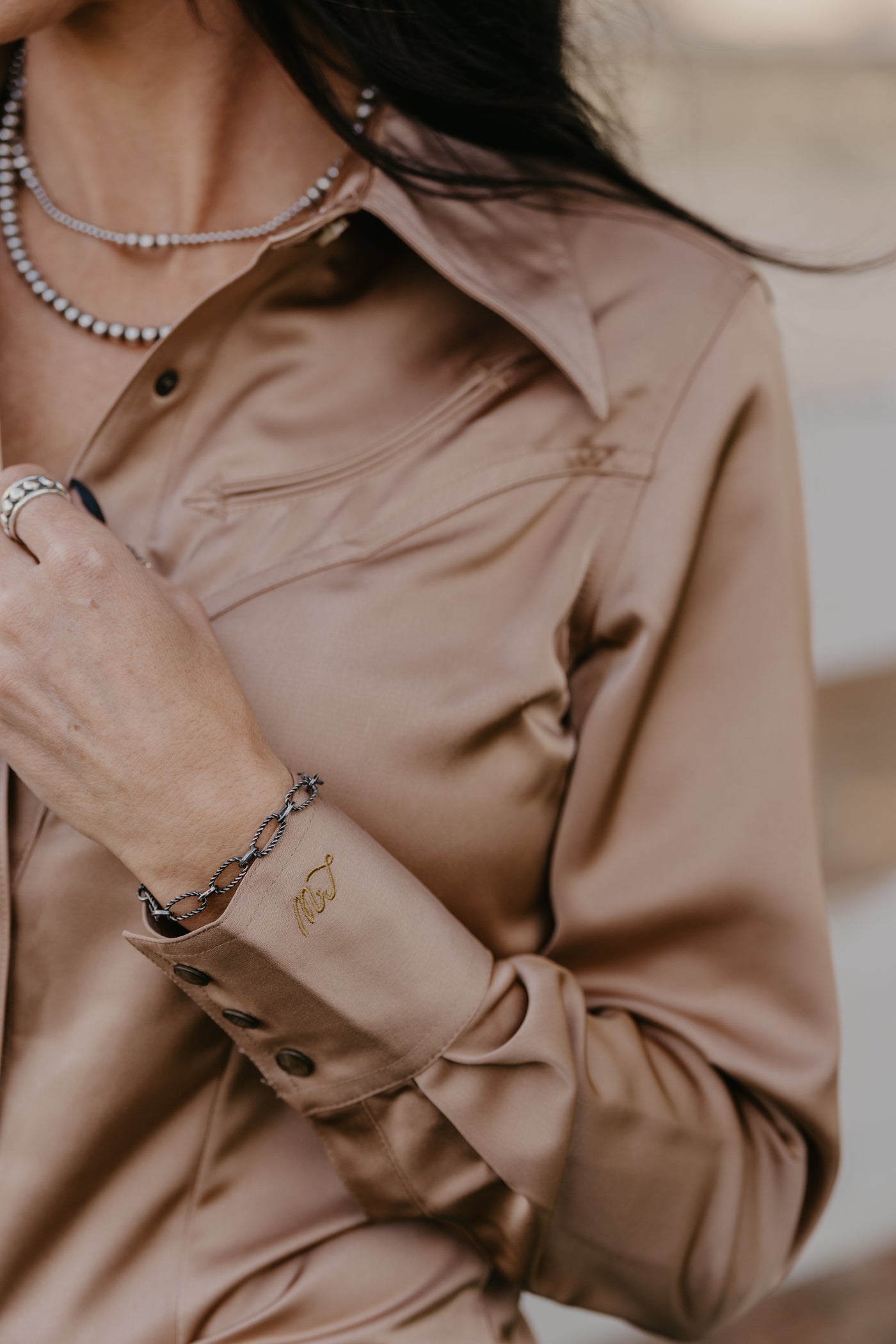 Gold Buckle Satin Blouse