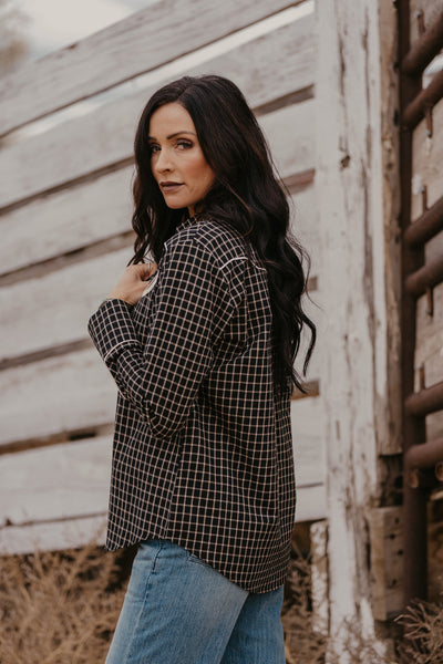 Sandra Plaid Pearl Snap Top