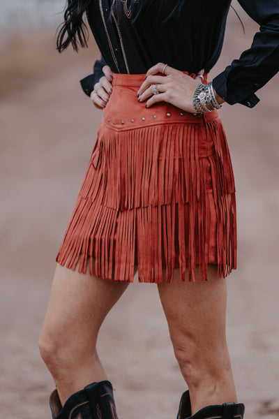 Starlight Fringe Skirt - Rust
