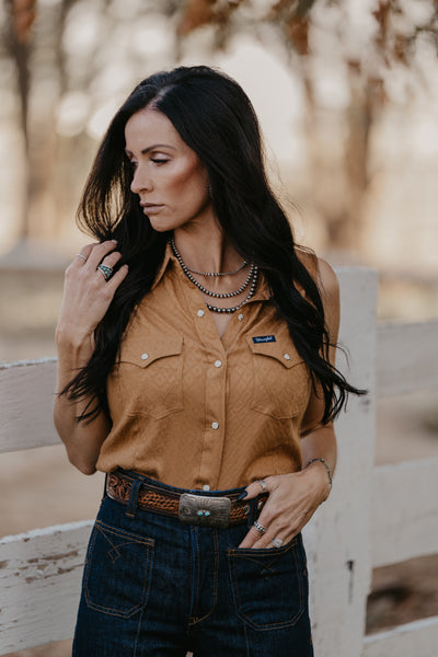 Dutton Pearl Snap Blouse - Toast