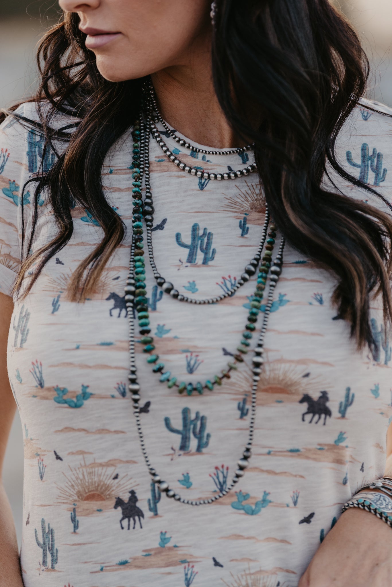 The Silas Rondelle Turquoise Necklace - 30"