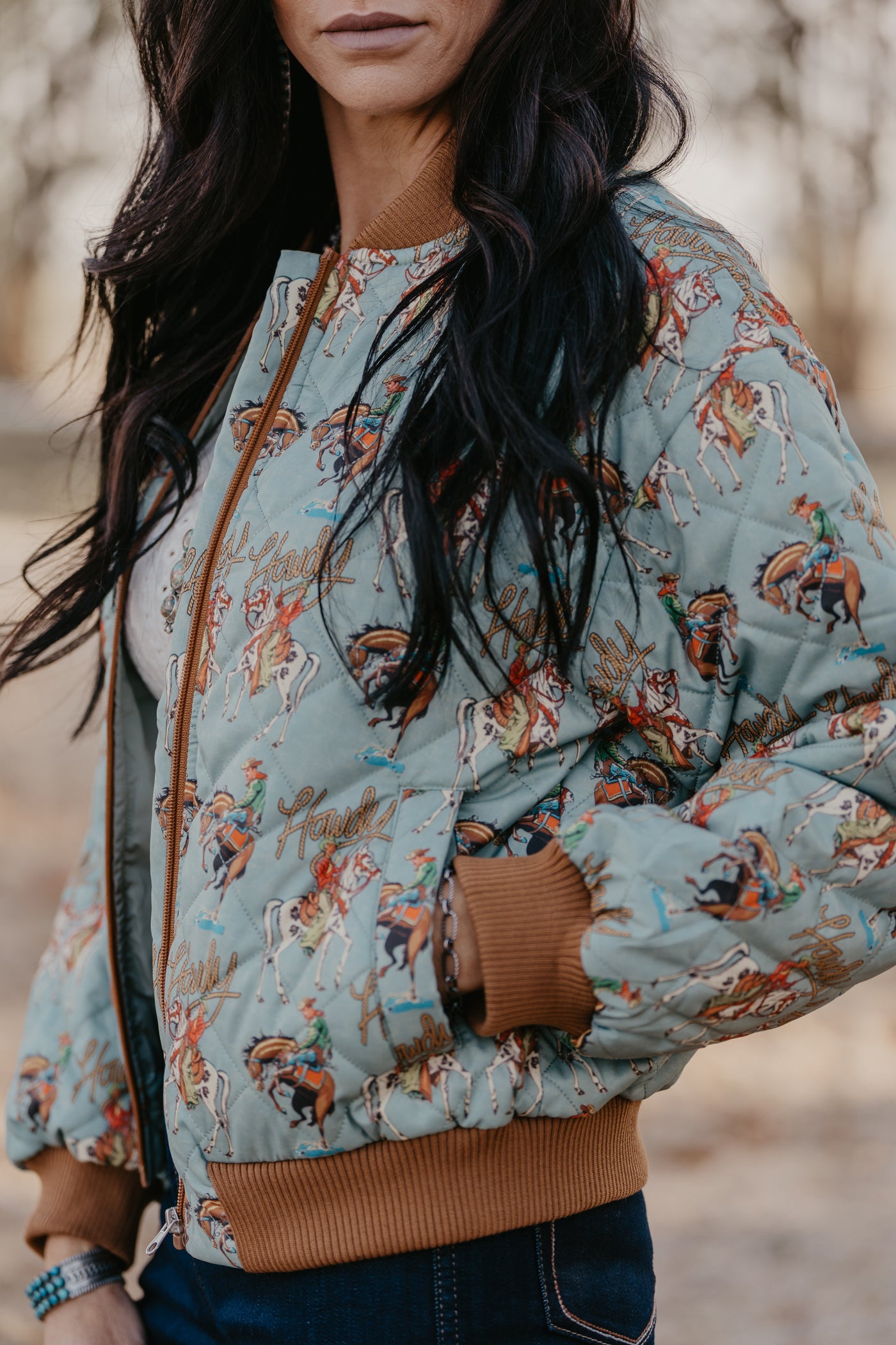 Howdy Cowboy Quilted Bomber Jacket