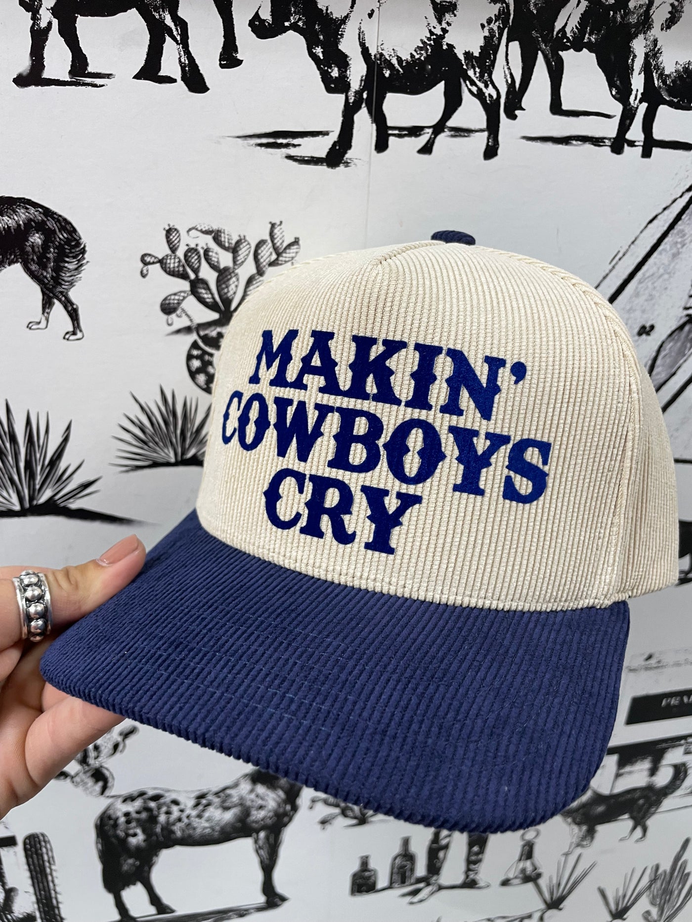 Makin' Cowboys Cry Corduroy Ball Cap - Navy