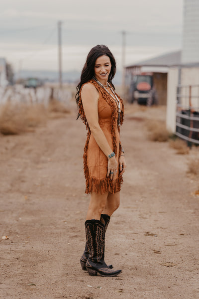 Payne Suede Fringe Dress - Camel