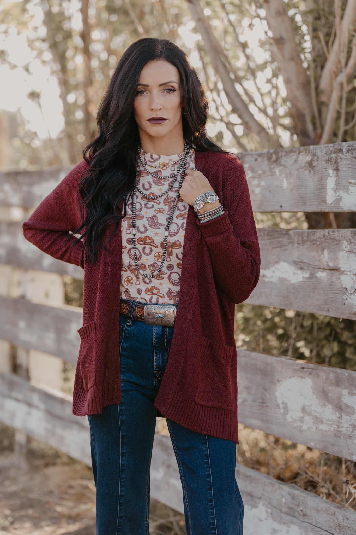 The Willows Cardigan - Burgundy