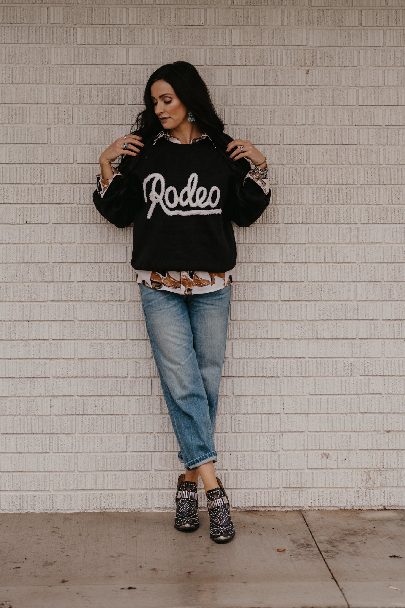 Varsity Rodeo Sweater - Black