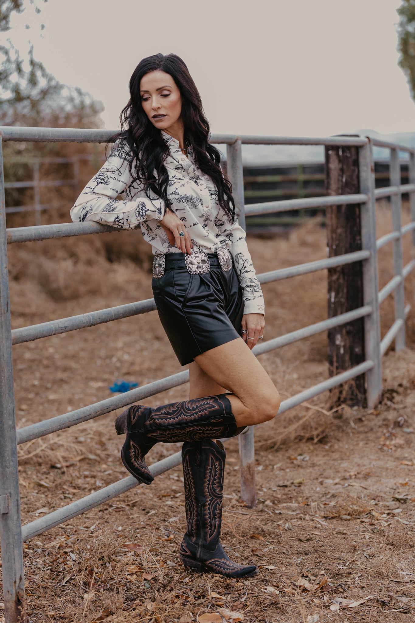 Country Toile Pearl Snap Shirt