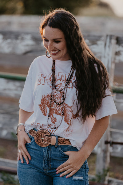 Rodeo - Ride 'Em Cowboy Cropped Tee - Light Brown