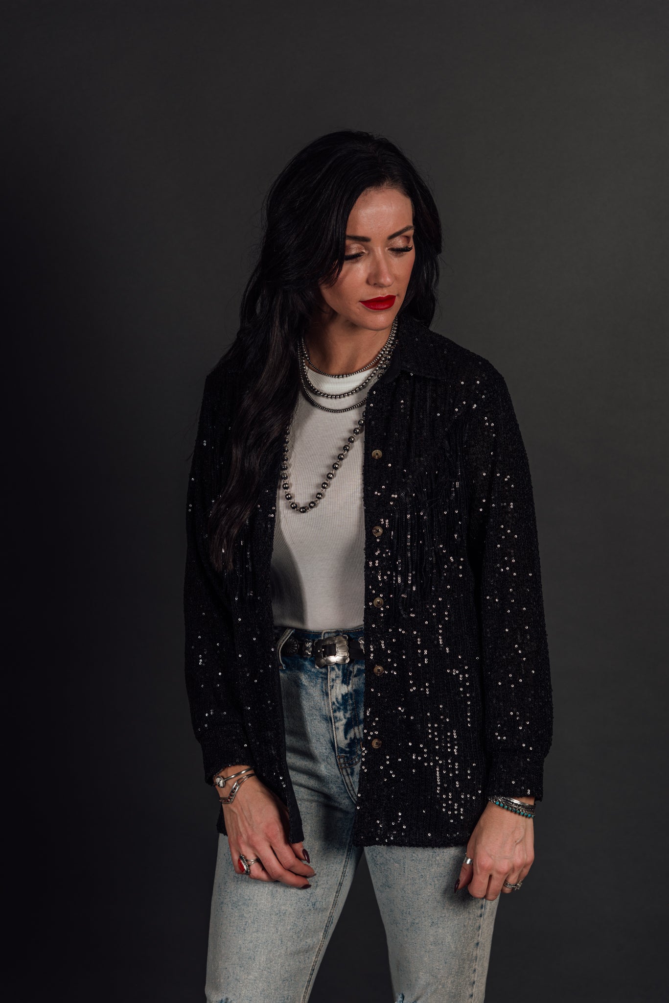 The Mandalay Sequin Blouse - Black