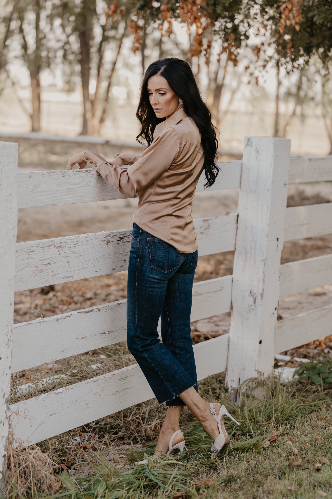 Gold Buckle Satin Blouse