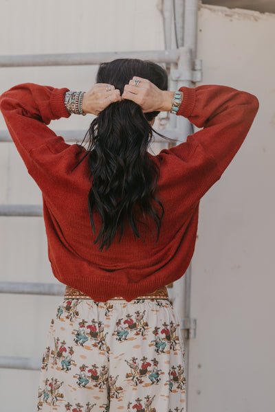 Varsity Rodeo Sweater - Red