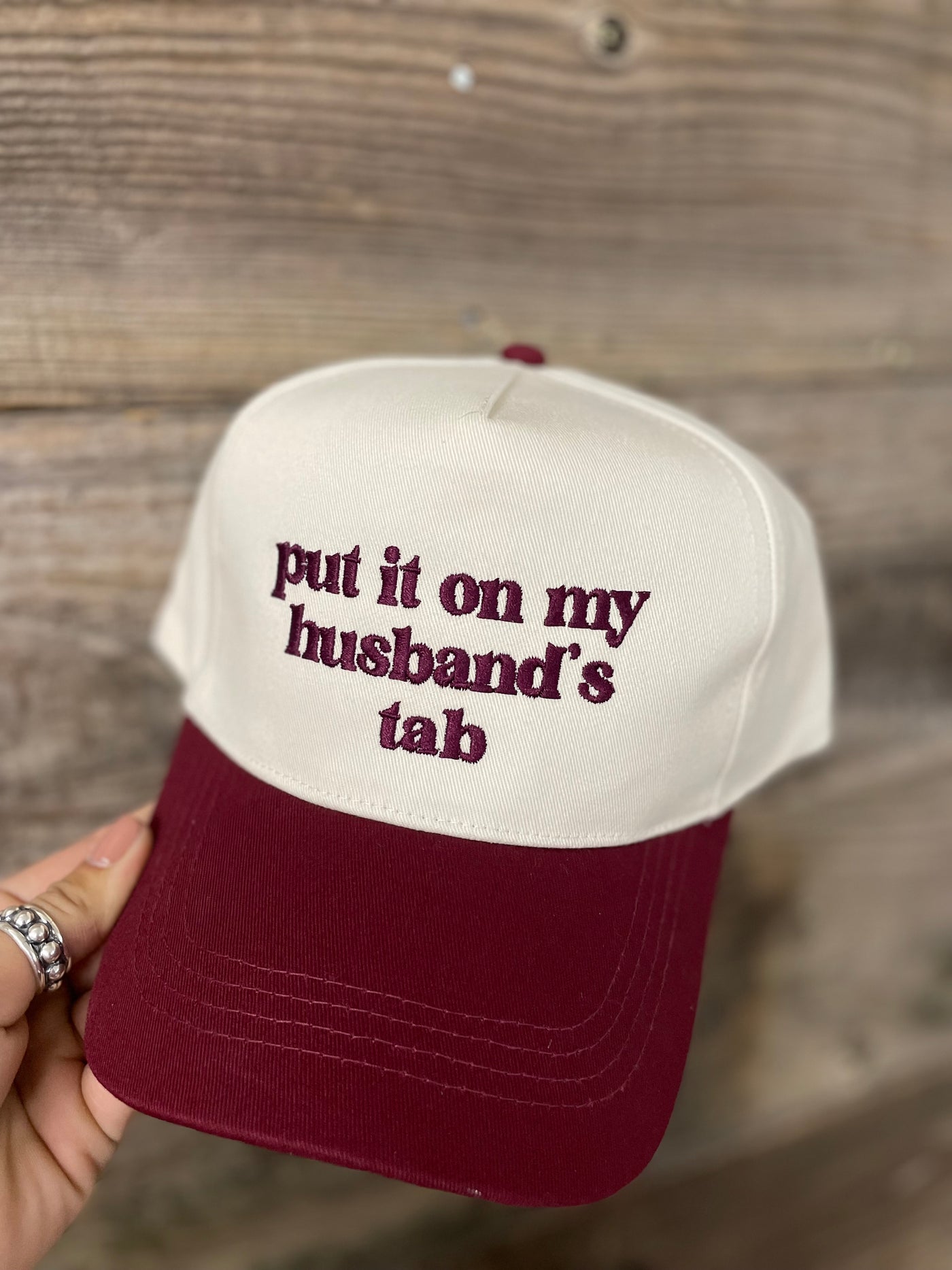 Husband's Tab Ball Cap - Burgundy