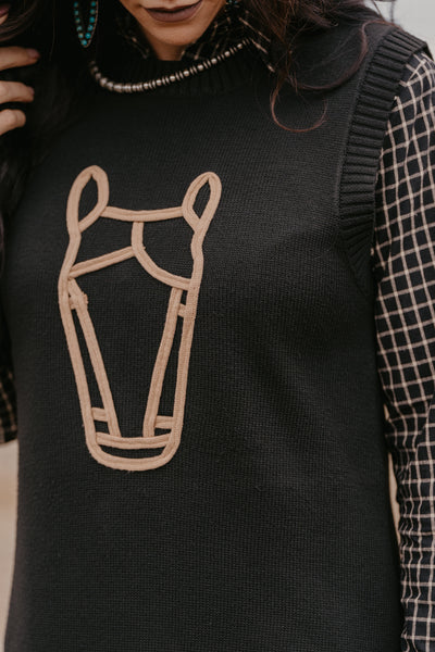 Maude Horse Sweater Dress - Black