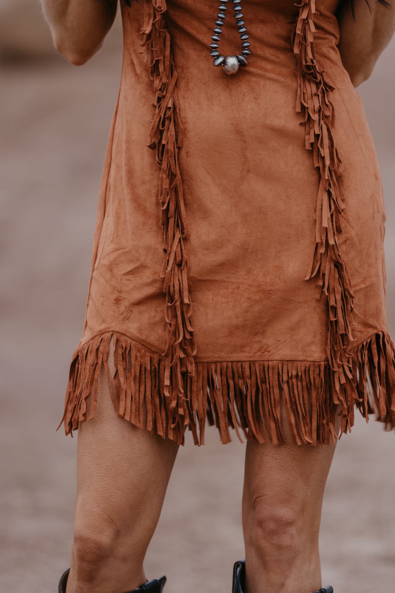 Payne Suede Fringe Dress - Camel