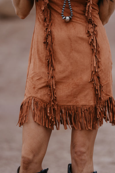 Payne Suede Fringe Dress - Camel