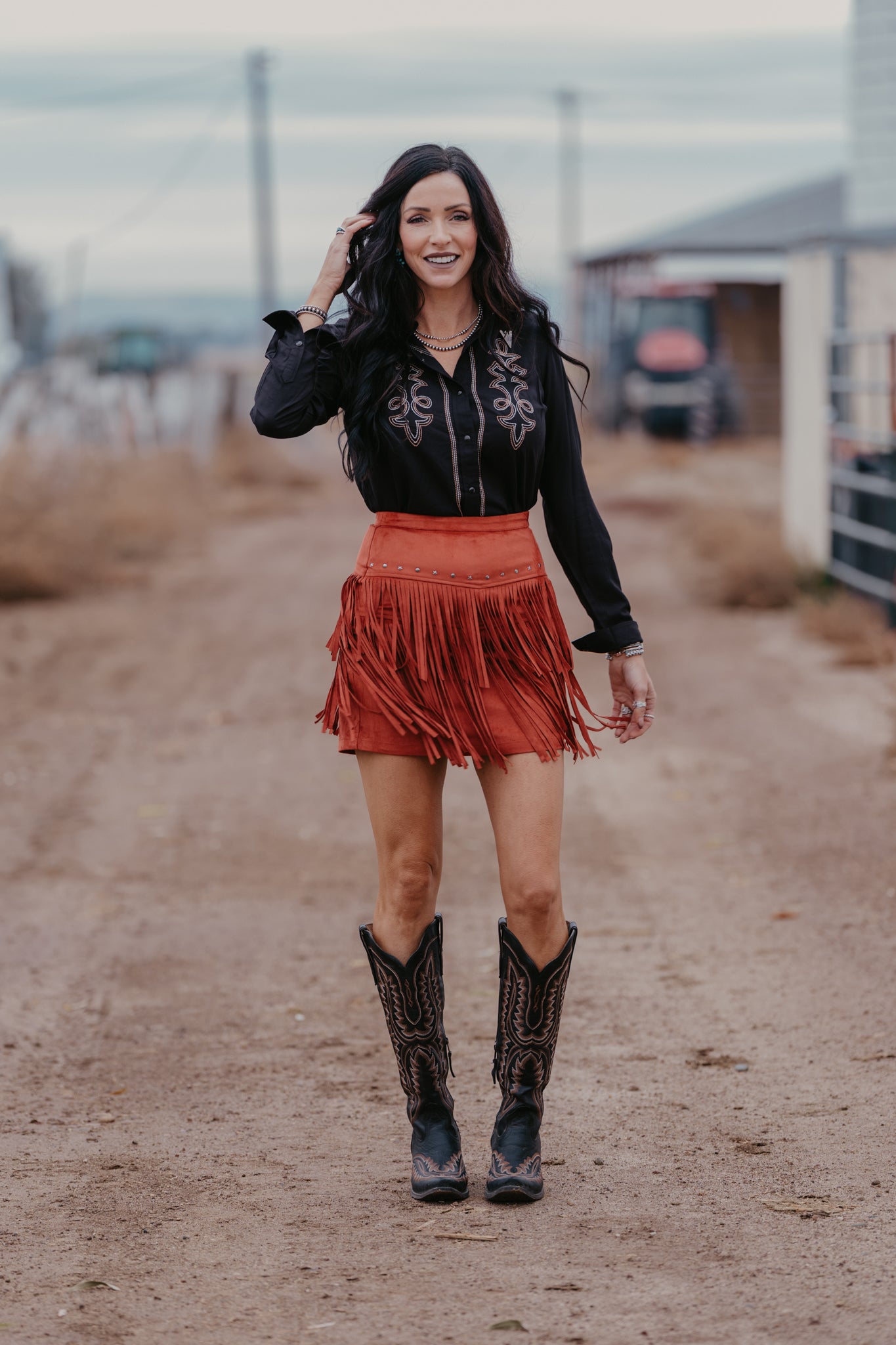 Starlight Fringe Skirt - Rust