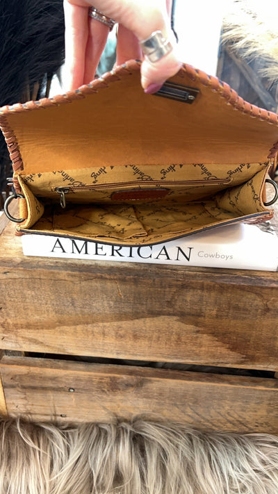 The Bowie Tooled Leather Purse - Natural