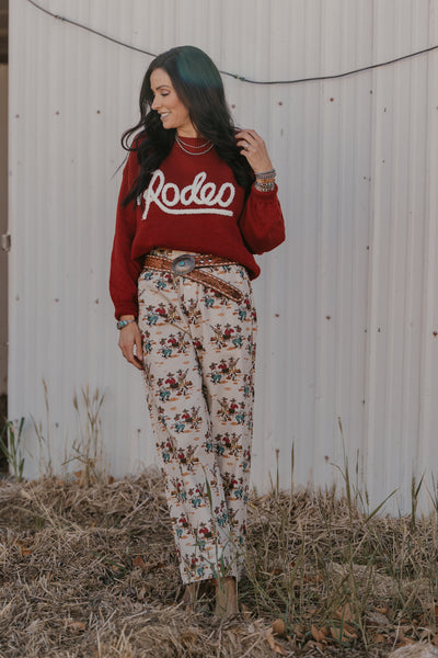 Varsity Rodeo Sweater - Red