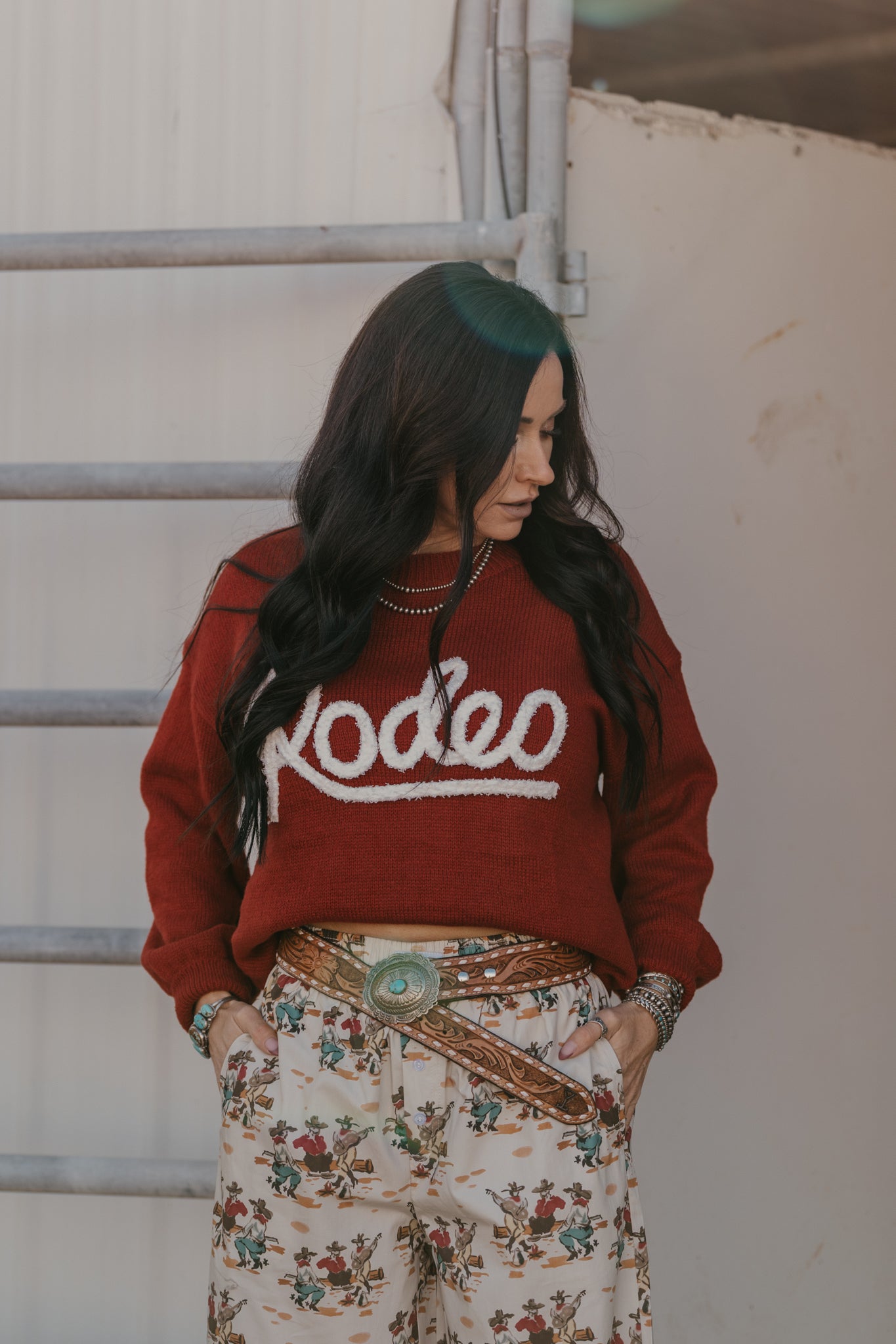 Varsity Rodeo Sweater - Red