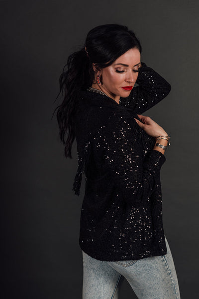 The Mandalay Sequin Blouse - Black