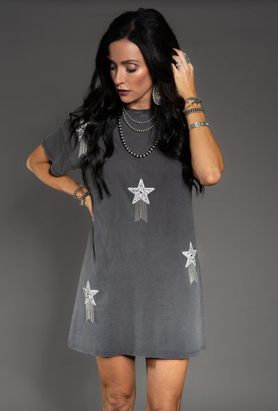 Oh My Stars T-Shirt Dress - Mineral Charcoal