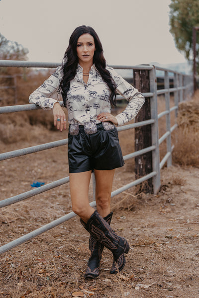 Country Toile Pearl Snap Shirt