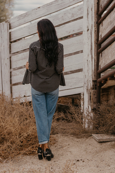 Sandra Plaid Pearl Snap Top