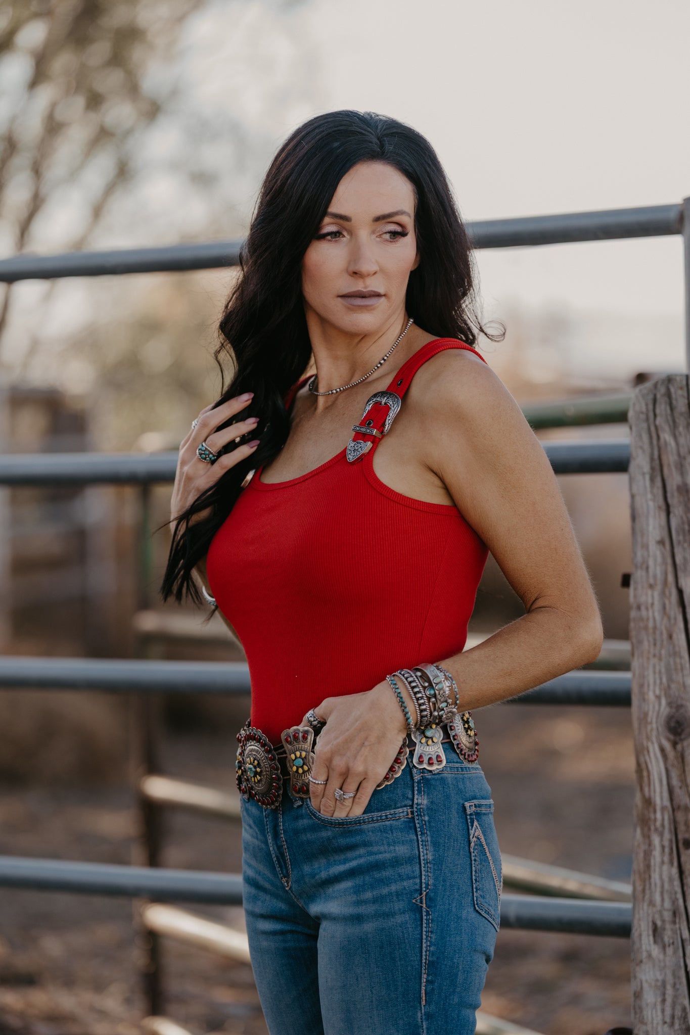 Buckle Babe Body Suit - Red